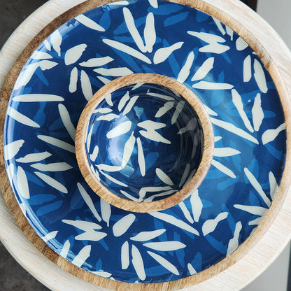 Indigo Leaves Bowl and Tray