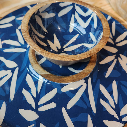 Indigo Leaves Bowl and Tray