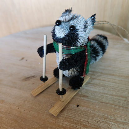 Skiing Raccoon Ornament